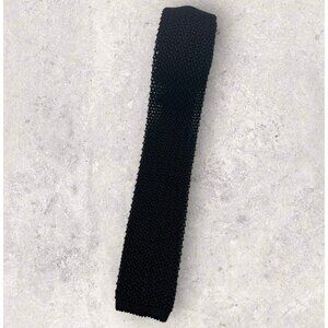 SUITSUPPLY Men's 100% Silk Knit Necktie LUXURY Tie XL Solid Black W:2" EUC